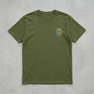 Remera Clásica de Algodón en color verde oliva, vista superior